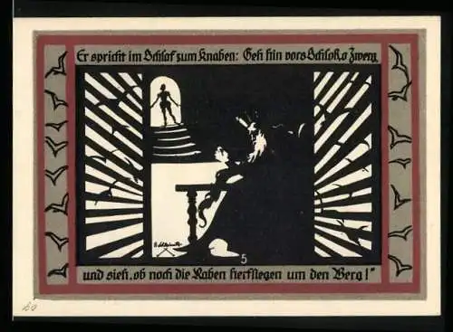 Notgeld Rossla am Kyffhäuser 1921, 25 Pfennig, Er spricht im Schlaf zum Knaben schau ob die Raben noch fliegen