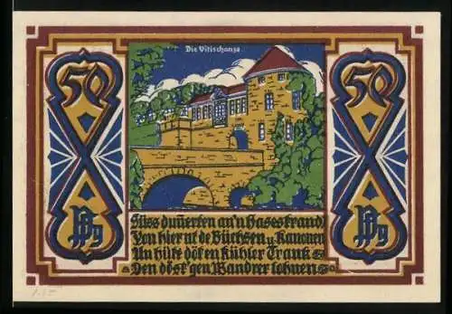Notgeld Osnabrück 1921, 50 Pfennig, Vitischanze, Wappen