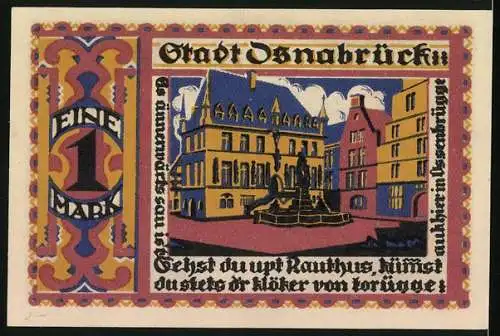 Notgeld Osnabrück 1921, 75 Pfennig, Wappen und Rathaus