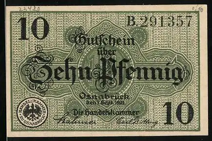 Notgeld Osnabrück 1921, 10 Pfennig