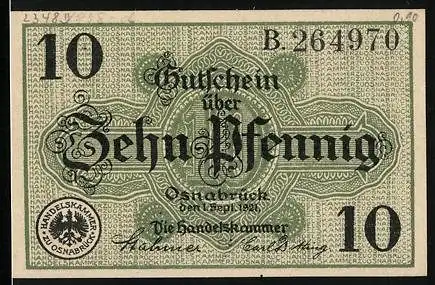 Notgeld Osnabrück 1921, 10 Pfennig