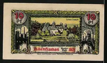 Notgeld Altenkirchen /Westerwald 1921, 10 Pfennig, Wappen, Schloss Crottorf