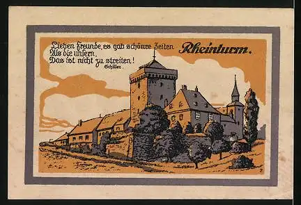 Notgeld Zons a. Rh. 1921, 50 Pfennig, Wappen und Rheinturm