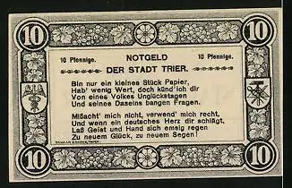 Notgeld Trier 1920, 10 Pfennig, Wappen