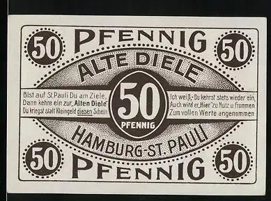 Notgeld Hamburg-St. Pauli 1921, 50 Pfennig, Postmann mit eleganten Herren