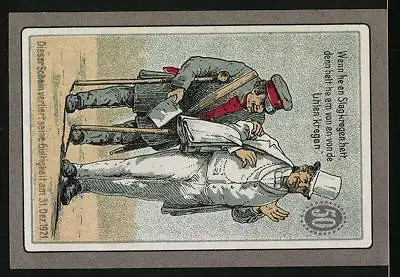 Notgeld Hamburg-St. Pauli 1921, 50 Pfennig, Postmann mit eleganten Herren