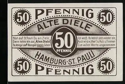 Notgeld Hamburg-St. Pauli 1921, 50 Pfennig, Eleganter Herr mit Korb