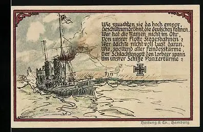Notgeld Westerland /Sylt 1921, 1 Mark, Kriegsschiff, Marinegrabstätte
