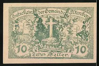 Notgeld Altenberg 1920, 10 Heller, Soldaten am Franzosenkreuz
