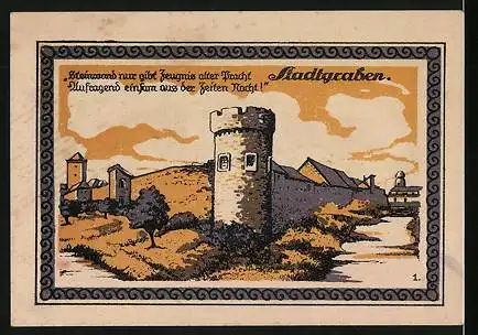Notgeld Zons a. Rh. 1921, 50 Pfennig, Wappen und Stadtgraben