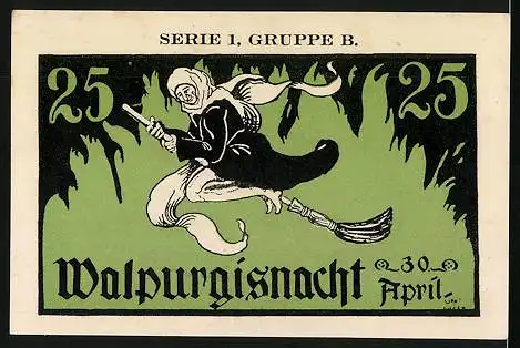 Notgeld Kahla i. Th., 25 Pfennig, Leuchtenburg-Wirtschaft, Walpurgisnacht