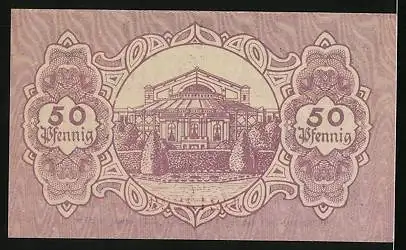Notgeld Bayreuth 1918, 50 Pfennig, Wappen, Richard Wagner-Festspielhaus