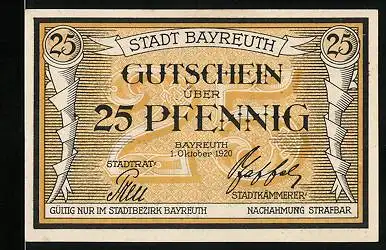 Notgeld Bayreuth 1920, 25 Pfennig, Wappen