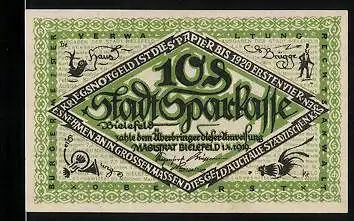 Notgeld Bielefeld 1919, 10 Pfennig, Rübenverbrauch im Winter 30000 Zentner