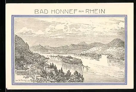 Notgeld Bad Honnef am Rhein 1921, 99 Pfennig, Ortsansicht und Ruine Drachenfels mit Stadtwappen