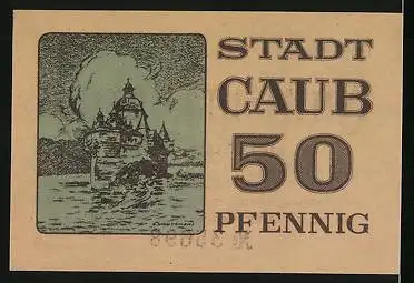Notgeld Caub, 50 Pfennig, Schloss am Wasser