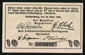 Notgeld Sonderburg 1920, 10 Pfennig, Schloss und Wappen