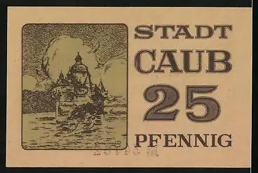 Notgeld Caub, 25 Pfennig, Schloss am Wasser