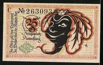 Notgeld Bielefeld 1917, 25 Pfennig, Rübe vor dem Genuss