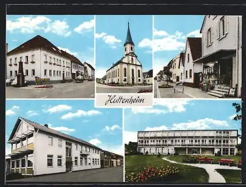 AK Philippsburg-Huttenheim, Fünf Ansichten aus dem Ort