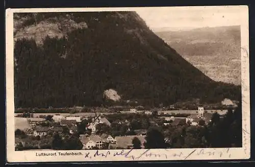 AK Teufenbach, Ortsansicht aus der Vogelschau