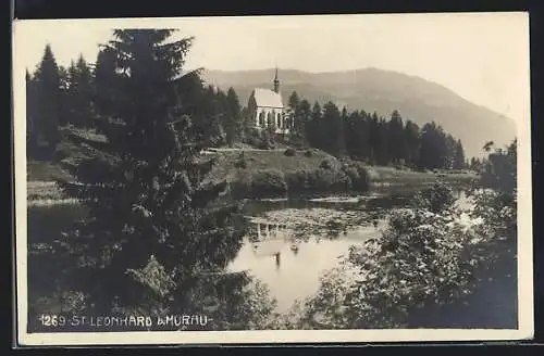 AK Murau, Blick zur Kirche St. Leonhard