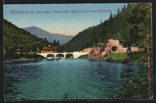 AK Mariazell, Walstern, Hubertus See mit dem Stauwerk
