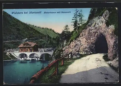 AK Mariazell, Walstern bei Mariazell, Hubertussee mit Stauwerk