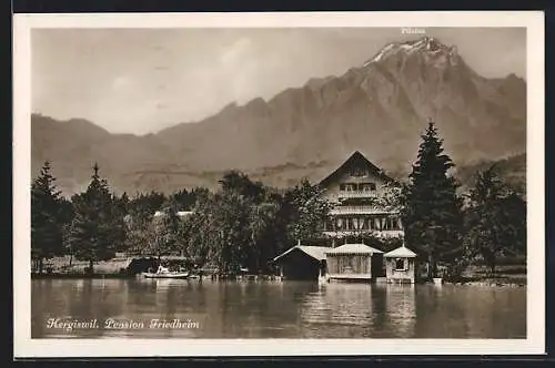 AK Hergiswil, Pension Friedheim mit Pilatus