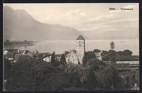 AK Villeneuve, Uferpartie mit Kirche