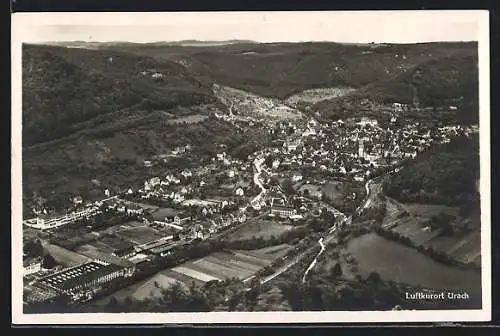 AK Bad Urach, Gesamtansicht, Fliegeraufnahme