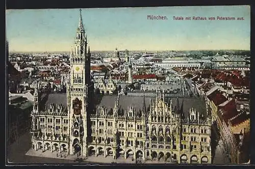 AK München, Rathaus vom Petersturm aus gesehen