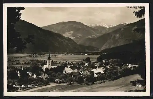 AK Lurnfeld, Pusarnitz, Ort und Kirche vom Berghang aus gesehen