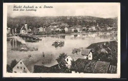 AK Aschach a. d. Donau, Blick über Landshag