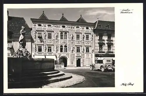 AK Leoben, Hacklhaus und Brunnen