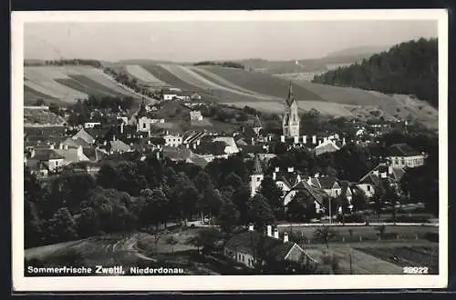 AK Zwettl a. d. Niederdonau, Gesamtansicht vom Hügel aus