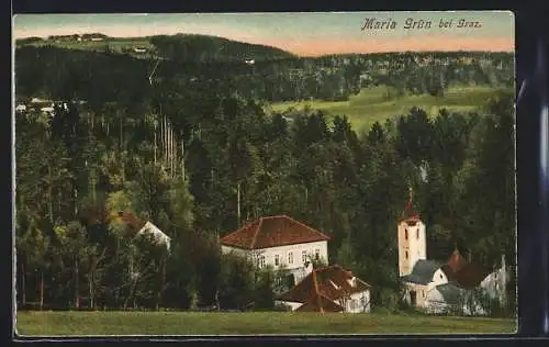 AK Graz, Maria Grün, Kirche mit Umgebung