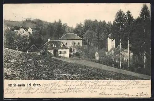 AK Graz, Maria-Grün, Kirche mit Umgebung