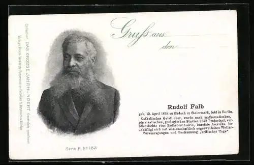 AK Porträt Rudolf Falb, Katholischer Geistlicher, veröffentlichte Erdbebentheorie