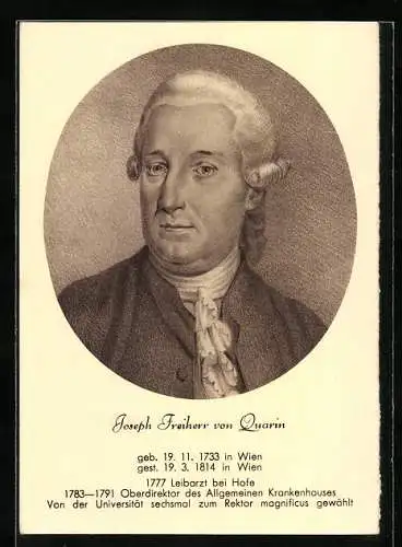 AK Portrait Joseph Freiherr von Quarin, Lebensdaten