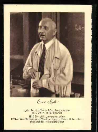 AK Ernst Späth, Chemiker und Professor an der Universität Wien