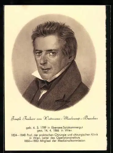 AK Joseph Freiherr von Wattmann-Maelcamp-Beaulieu, 1789-1866, Mediziner