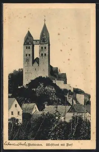 AK Dietkirchen / Lahn, Kirche, Westfront mit Ort