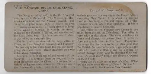 Stereo-Fotografie Keystone View Co., Meadville, Ansicht Chinkiang, The Yangtze River Valley, Eisenbahn Bau