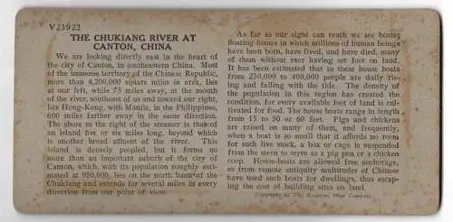 Stereo-Fotografie Keystone View Co., Meadville, Ansicht Canton, the Chukiang River wit its Enormous Floating Population