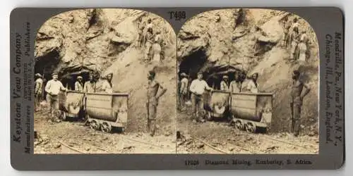 Stereo-Fotografie Keystone View Co., Meadville, Ansicht Kimberley, Diamond Mining at South Africa, Slaves