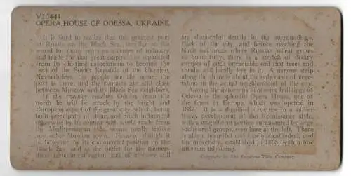 Stereo-Fotografie Keystone View Co., Meadville, Ansicht Odessa, The Handsome Opera House, Ukraine