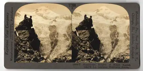Stereo-Fotografie Keystone View Co., Meadville, Ansicht Stepanzminda, Magnificent Heights of Mount Kasbek, Caucasus