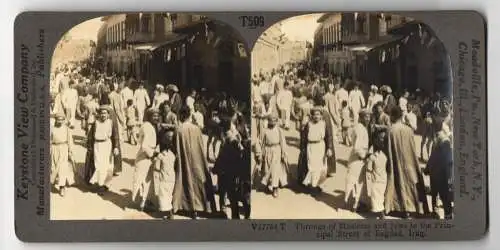 Stereo-Fotografie Keystone View Co., Meadville, Ansicht Bagdad, Throngs of Moslems and Jews in the Principal Street