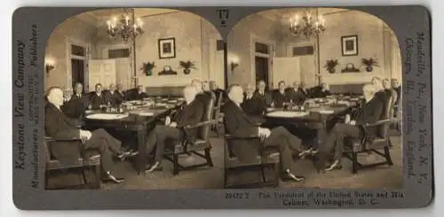 Stereo-Fotografie Keystone View Co., Meadville, Ansicht Washington D.C., President Calvin Coolidge and his Cabinet